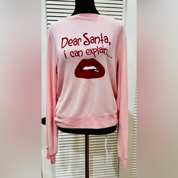 Wildfox “Dear Santa, I Can Explain” Crew Sweatshirt NWT - Picture 2 of 4